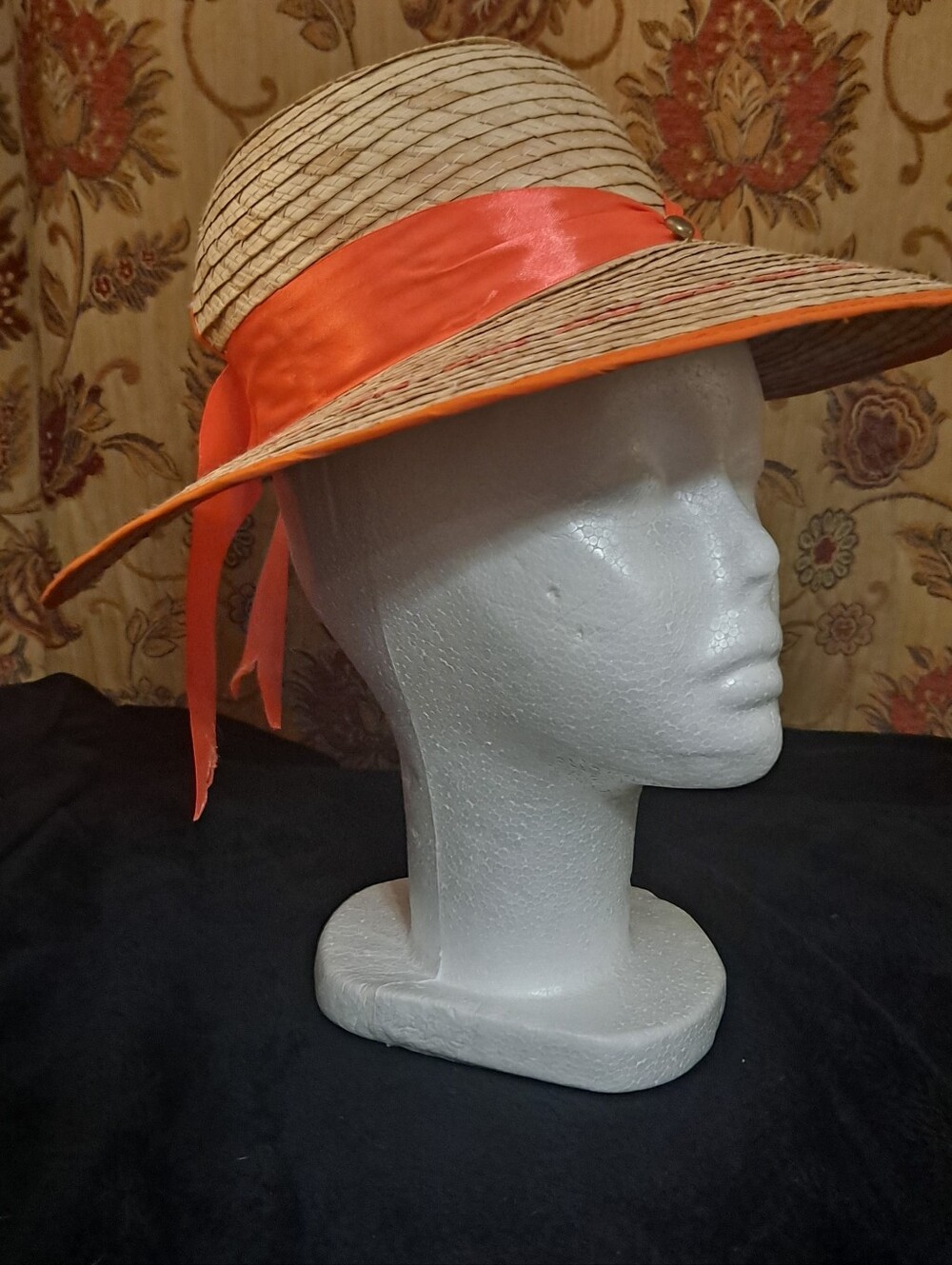Kids Straw Sun Hat with Orange Ribbon